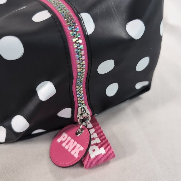 Victorias Secret PINK Loco for Coco Polka Dot Toiletry Cosmetic Bag Travel Black - Picture 4 of 16
